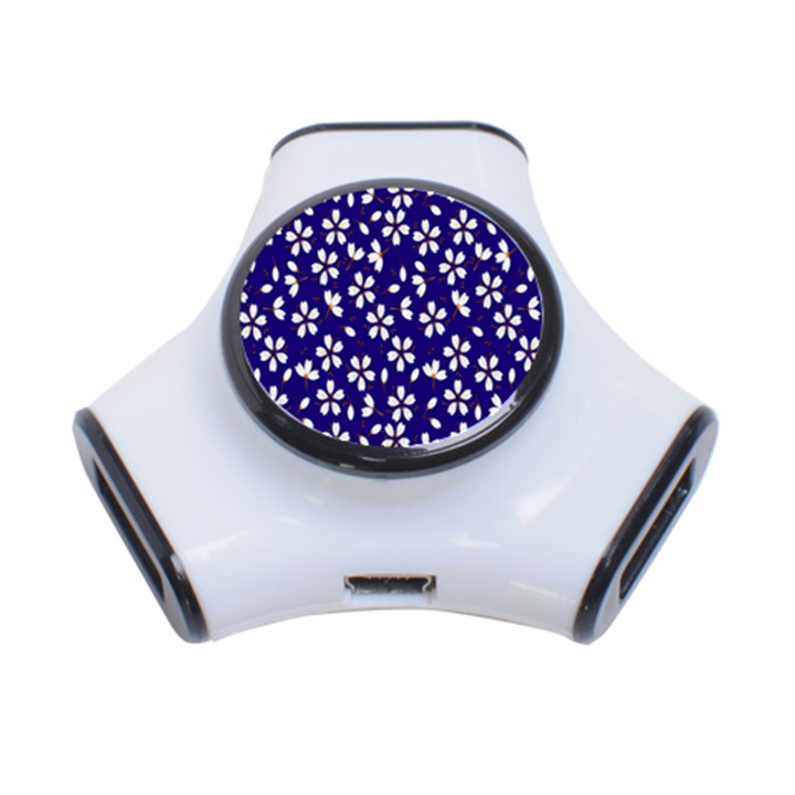 Star Flower Blue White 3-Port USB Hub