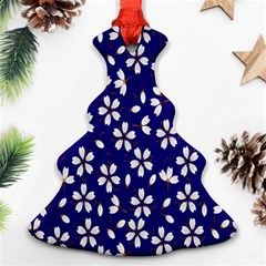 Star Flower Blue White Ornament (christmas Tree)  by Mariart