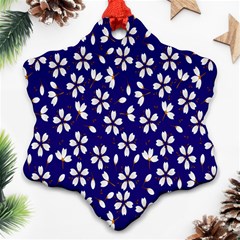 Star Flower Blue White Snowflake Ornament (two Sides) by Mariart