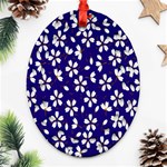 Star Flower Blue White Oval Filigree Ornament (Two Sides) Back