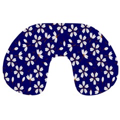 Star Flower Blue White Travel Neck Pillows by Mariart