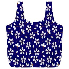 Star Flower Blue White Full Print Recycle Bags (l)  by Mariart