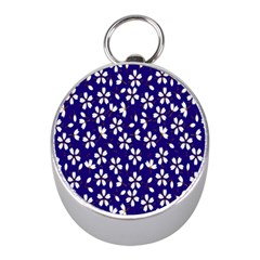 Star Flower Blue White Mini Silver Compasses by Mariart