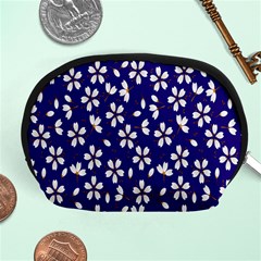 Star Flower Blue White Accessory Pouches (medium)  by Mariart