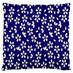 Star Flower Blue White Large Flano Cushion Case (two Sides) by Mariart