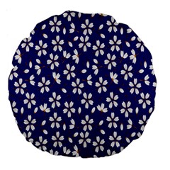 Star Flower Blue White Large 18  Premium Flano Round Cushions by Mariart