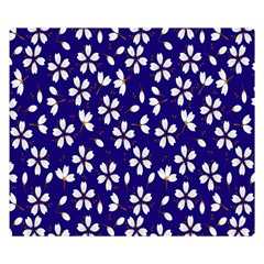 Star Flower Blue White Double Sided Flano Blanket (small) 