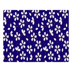 Star Flower Blue White Double Sided Flano Blanket (large) 