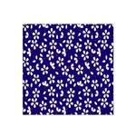 Star Flower Blue White Satin Bandana Scarf Front