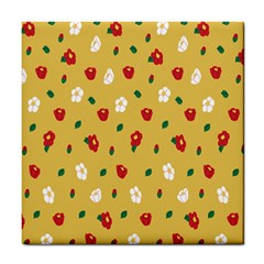 Tulip Sunflower Sakura Flower Floral Red White Leaf Green Tile Coasters by Mariart