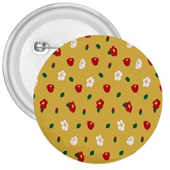 Tulip Sunflower Sakura Flower Floral Red White Leaf Green 3  Buttons