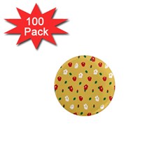 Tulip Sunflower Sakura Flower Floral Red White Leaf Green 1  Mini Magnets (100 Pack)  by Mariart