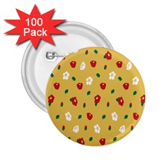 Tulip Sunflower Sakura Flower Floral Red White Leaf Green 2 25  Buttons (100 Pack) 