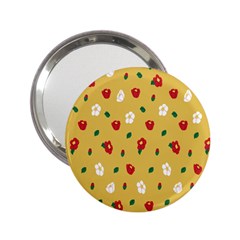 Tulip Sunflower Sakura Flower Floral Red White Leaf Green 2 25  Handbag Mirrors