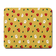 Tulip Sunflower Sakura Flower Floral Red White Leaf Green Large Mousepads by Mariart