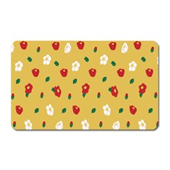 Tulip Sunflower Sakura Flower Floral Red White Leaf Green Magnet (rectangular) by Mariart