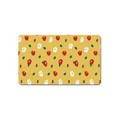 Tulip Sunflower Sakura Flower Floral Red White Leaf Green Magnet (name Card) by Mariart