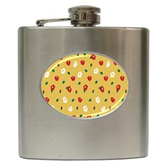 Tulip Sunflower Sakura Flower Floral Red White Leaf Green Hip Flask (6 Oz) by Mariart