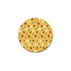 Tulip Sunflower Sakura Flower Floral Red White Leaf Green Golf Ball Marker by Mariart