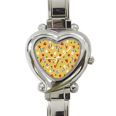 Tulip Sunflower Sakura Flower Floral Red White Leaf Green Heart Italian Charm Watch by Mariart