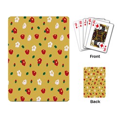 Tulip Sunflower Sakura Flower Floral Red White Leaf Green Playing Card by Mariart