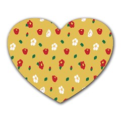 Tulip Sunflower Sakura Flower Floral Red White Leaf Green Heart Mousepads by Mariart