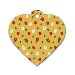 Tulip Sunflower Sakura Flower Floral Red White Leaf Green Dog Tag Heart (two Sides) by Mariart