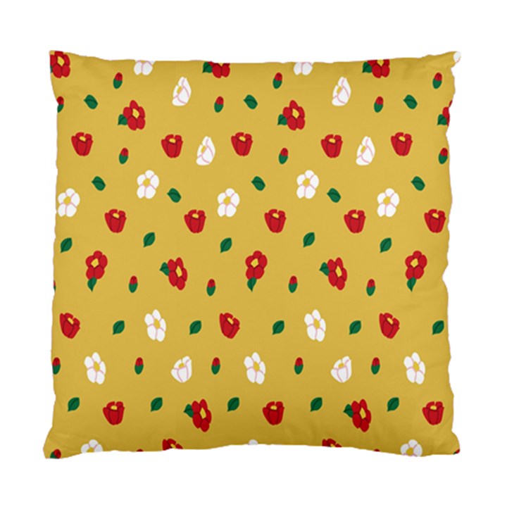 Tulip Sunflower Sakura Flower Floral Red White Leaf Green Standard Cushion Case (Two Sides)