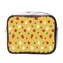 Tulip Sunflower Sakura Flower Floral Red White Leaf Green Mini Toiletries Bags by Mariart