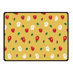 Tulip Sunflower Sakura Flower Floral Red White Leaf Green Fleece Blanket (small) by Mariart