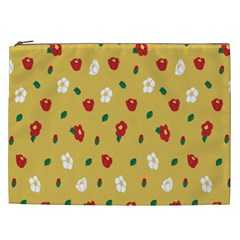 Tulip Sunflower Sakura Flower Floral Red White Leaf Green Cosmetic Bag (xxl)  by Mariart