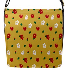 Tulip Sunflower Sakura Flower Floral Red White Leaf Green Flap Messenger Bag (s) by Mariart