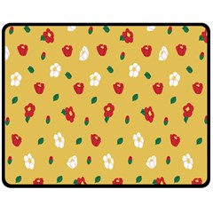 Tulip Sunflower Sakura Flower Floral Red White Leaf Green Double Sided Fleece Blanket (medium)  by Mariart