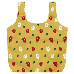 Tulip Sunflower Sakura Flower Floral Red White Leaf Green Full Print Recycle Bags (l)  by Mariart