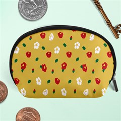 Tulip Sunflower Sakura Flower Floral Red White Leaf Green Accessory Pouches (large)  by Mariart