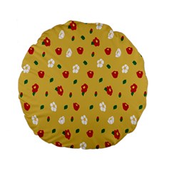 Tulip Sunflower Sakura Flower Floral Red White Leaf Green Standard 15  Premium Flano Round Cushions by Mariart