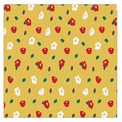 Tulip Sunflower Sakura Flower Floral Red White Leaf Green Large Satin Scarf (square) by Mariart