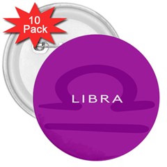 Zodizc Libra Purple 3  Buttons (10 Pack)  by Mariart