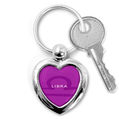 Zodizc Libra Purple Key Chains (heart)  by Mariart