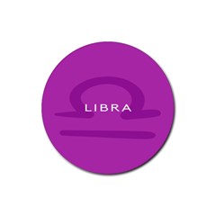 Zodizc Libra Purple Rubber Coaster (round)  by Mariart