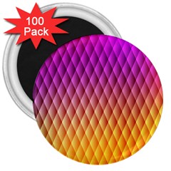 Triangle Plaid Chevron Wave Pink Purple Yellow Rainbow 3  Magnets (100 Pack) by Mariart