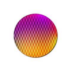 Triangle Plaid Chevron Wave Pink Purple Yellow Rainbow Rubber Coaster (round)  by Mariart