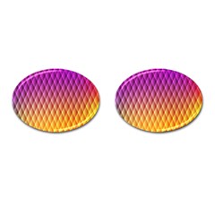 Triangle Plaid Chevron Wave Pink Purple Yellow Rainbow Cufflinks (oval) by Mariart