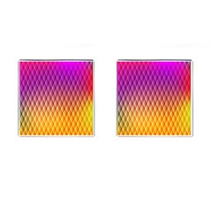 Triangle Plaid Chevron Wave Pink Purple Yellow Rainbow Cufflinks (square) by Mariart