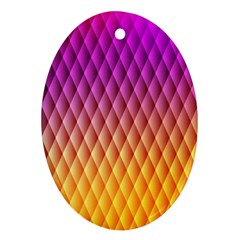 Triangle Plaid Chevron Wave Pink Purple Yellow Rainbow Oval Ornament (two Sides) by Mariart