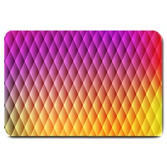 Triangle Plaid Chevron Wave Pink Purple Yellow Rainbow Large Doormat  by Mariart