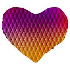 Triangle Plaid Chevron Wave Pink Purple Yellow Rainbow Large 19  Premium Heart Shape Cushions by Mariart