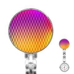 Triangle Plaid Chevron Wave Pink Purple Yellow Rainbow Stainless Steel Nurses Watch by Mariart