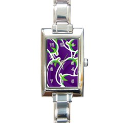 Vegetable Eggplant Purple Green Rectangle Italian Charm Watch