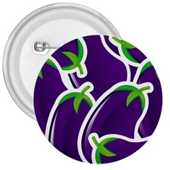 Vegetable Eggplant Purple Green 3  Buttons